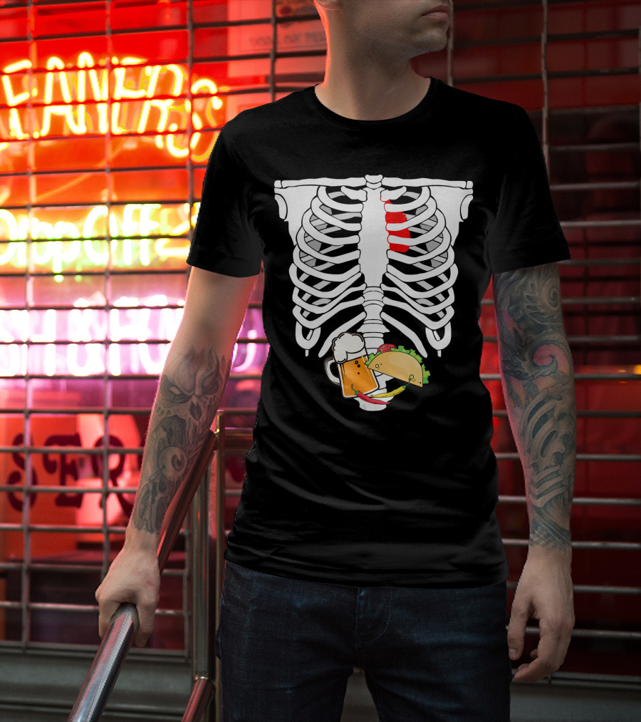 Skeleton X-Ray Taco Beer Unis T-Shirt