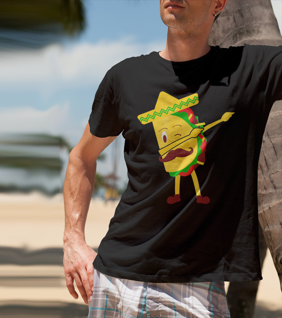 Taco Taco Lover Dabbing Sombrero Mustache T-Shirt
