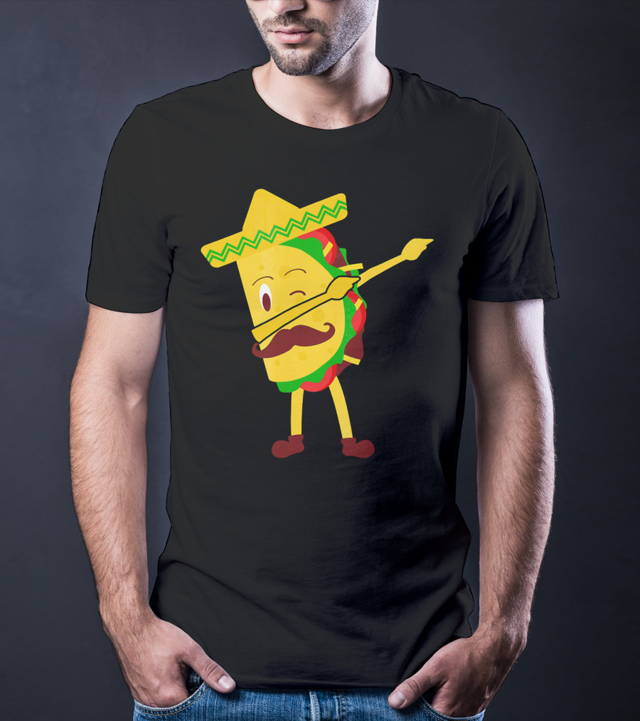 Taco Taco Lover Dabbing Sombrero Mustache T-Shirt
