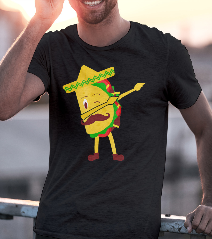 Taco Taco Lover Dabbing Sombrero Mustache T-Shirt
