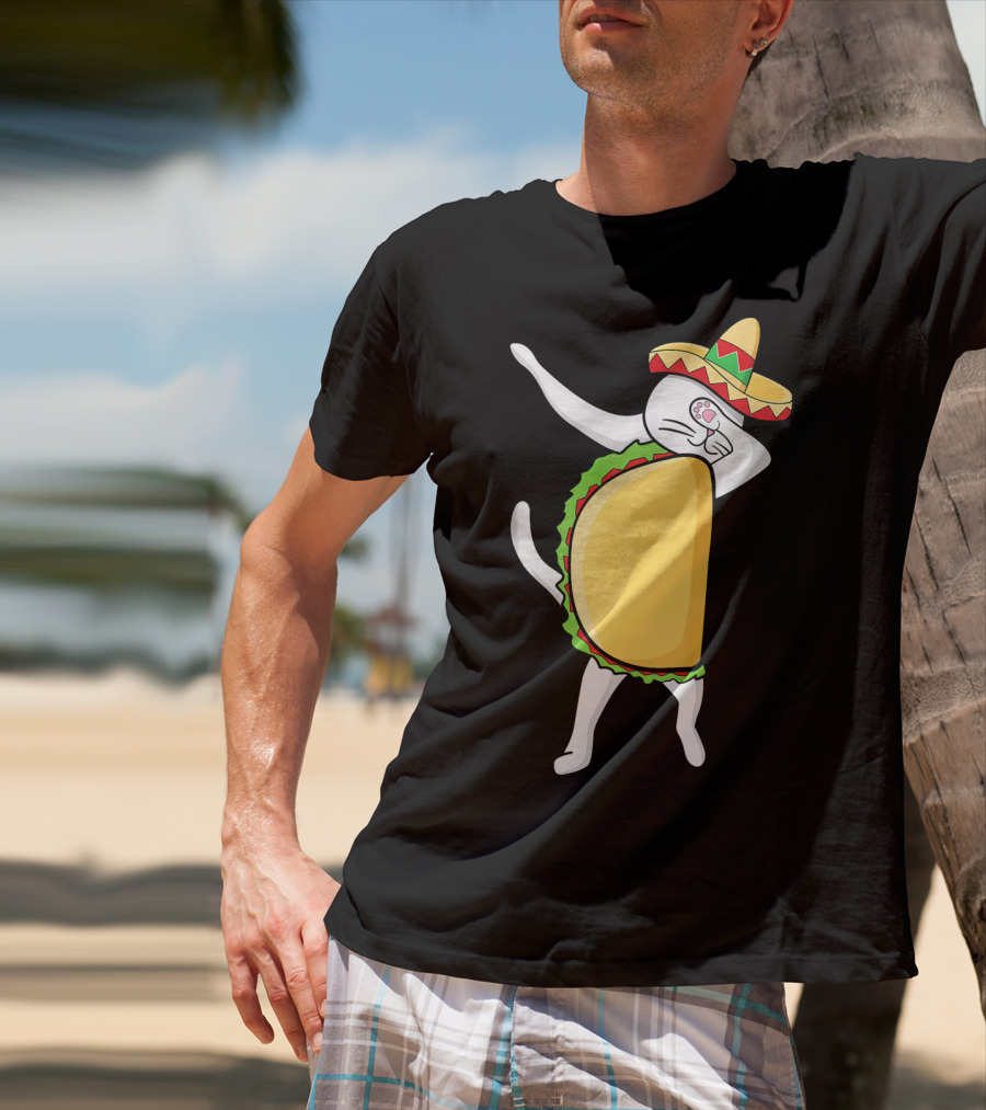 Dabbing Taco Cat Tacocat Cinco De Mayo Sombrero Fiesta T-Shirt