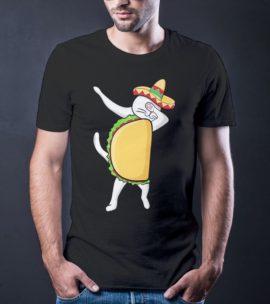 Dabbing Taco Cat Tacocat Cinco De Mayo Sombrero Fiesta T-Shirt