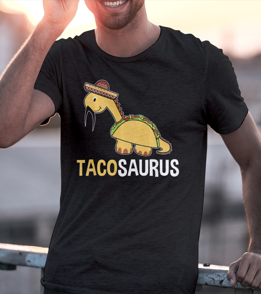 Tacosaurus Dinosaur Wearing Sombrero T-Shirt