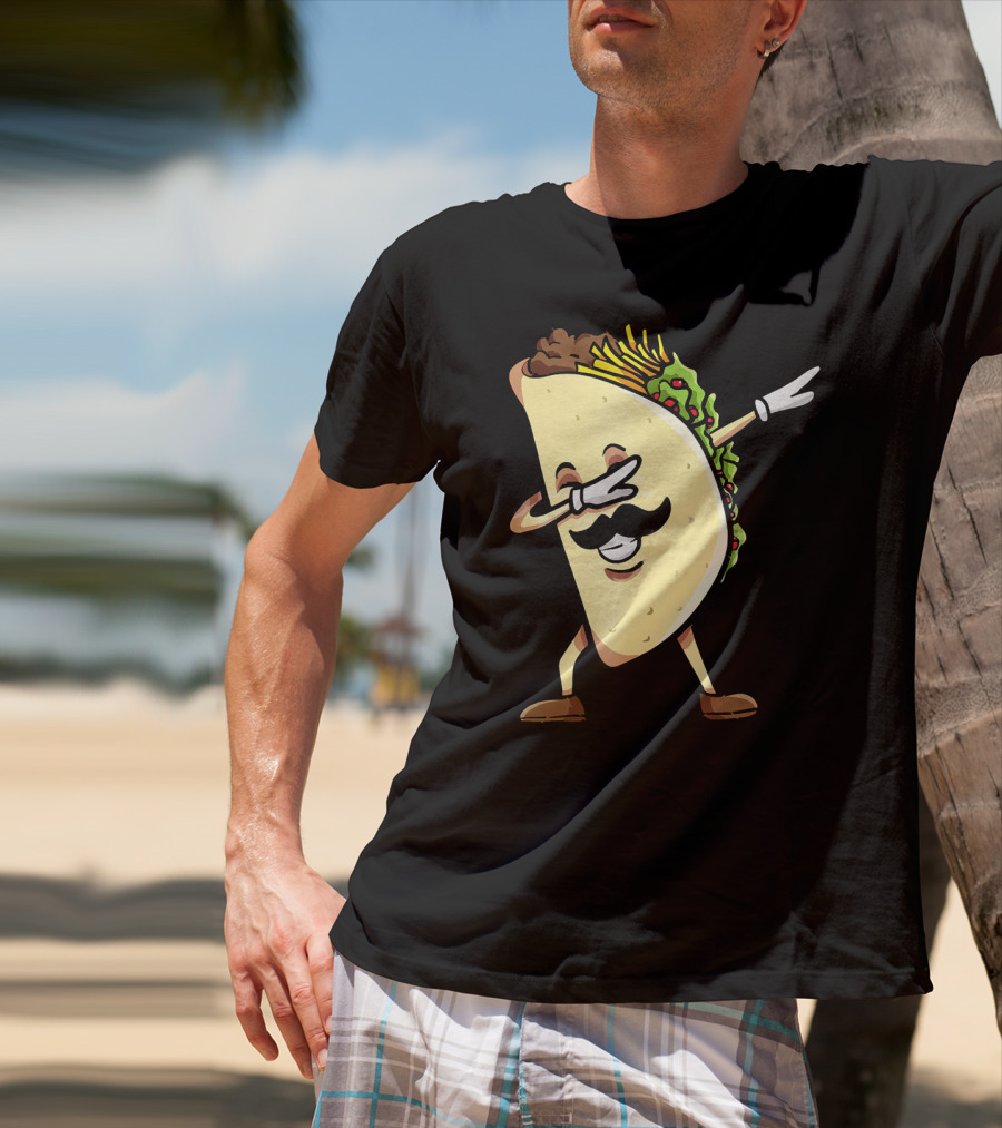 Dabbing Taco Mexican Food Lover With Mustache Dancer T-Shirt