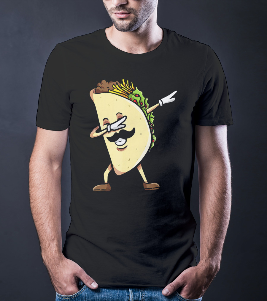 Dabbing Taco Mexican Food Lover With Mustache Dancer T-Shirt