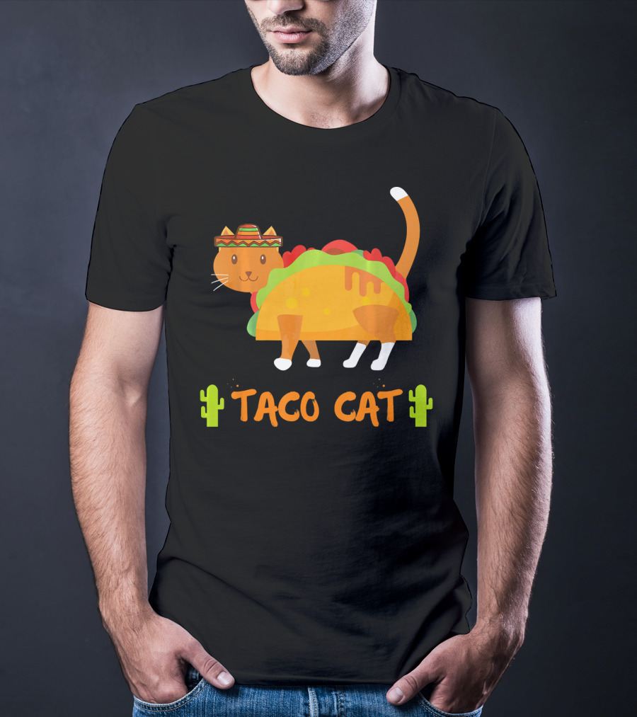 Taco Cat Sombrero With Cactus Fun T-Shirt