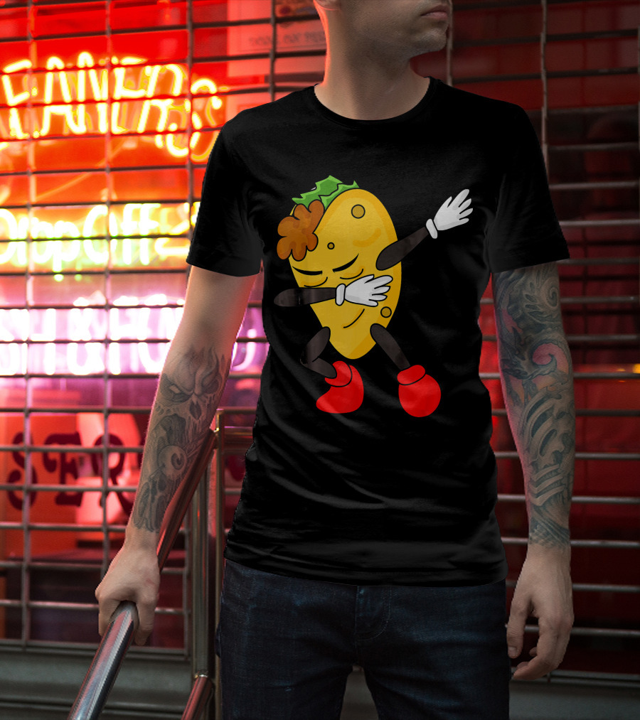 Dabbing Taco Funny Taco Lover Character With Red Shoes T-Shirt