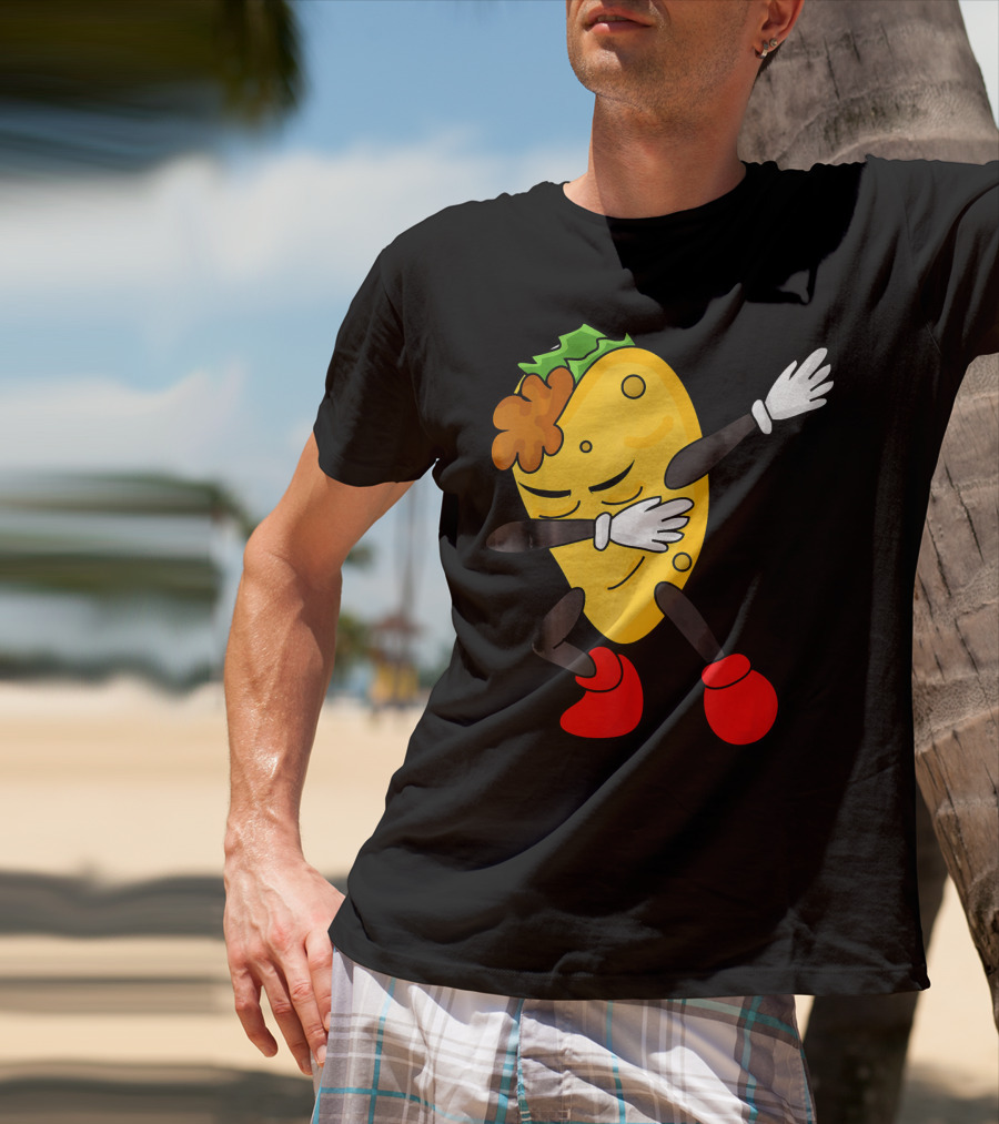 Dabbing Taco Funny Taco Lover Character With Red Shoes T-Shirt