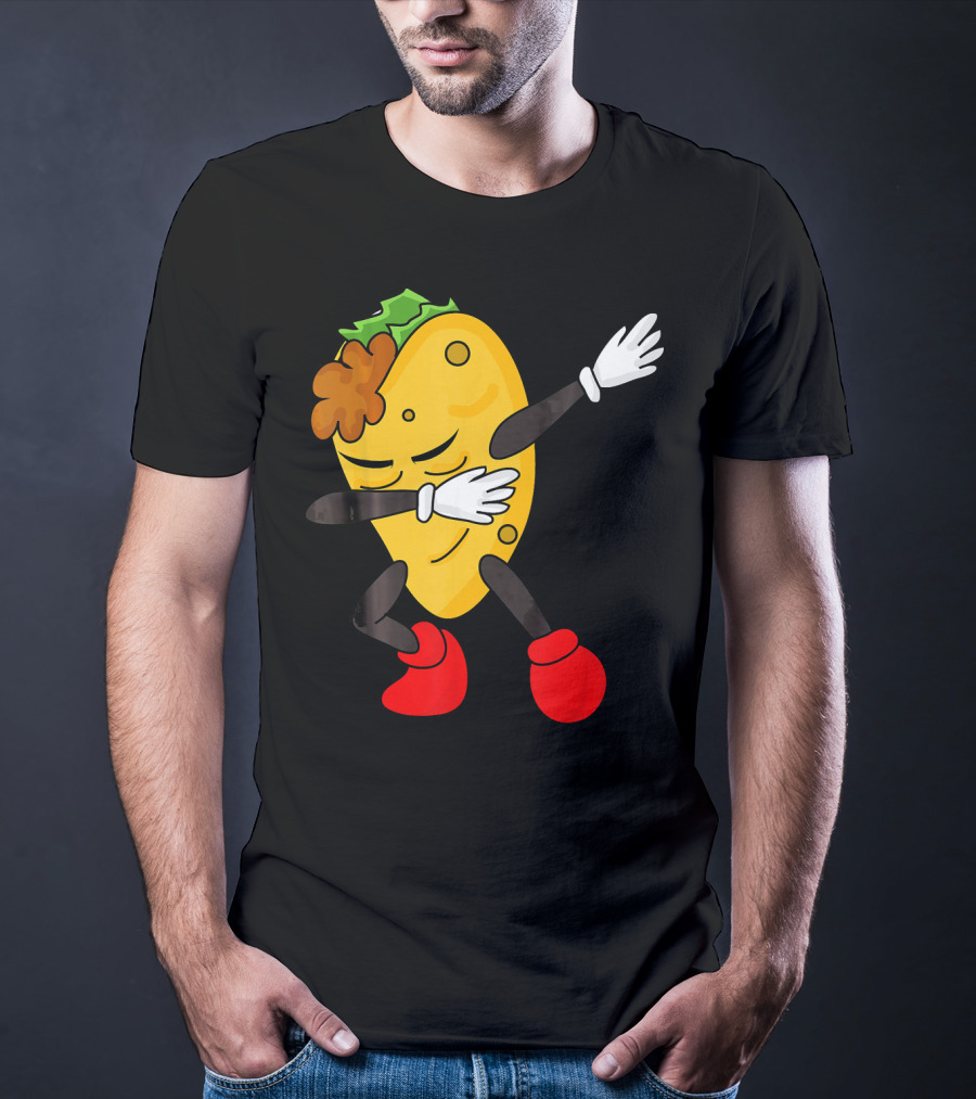 Dabbing Taco Funny Taco Lover Character With Red Shoes T-Shirt