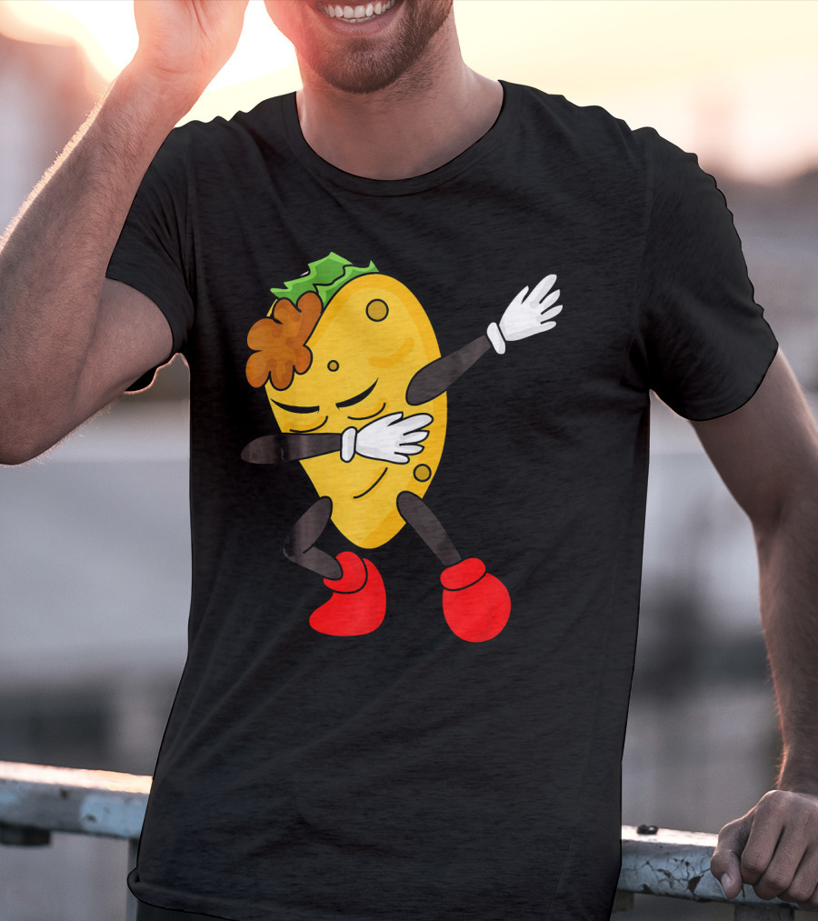 Dabbing Taco Funny Taco Lover Character With Red Shoes T-Shirt