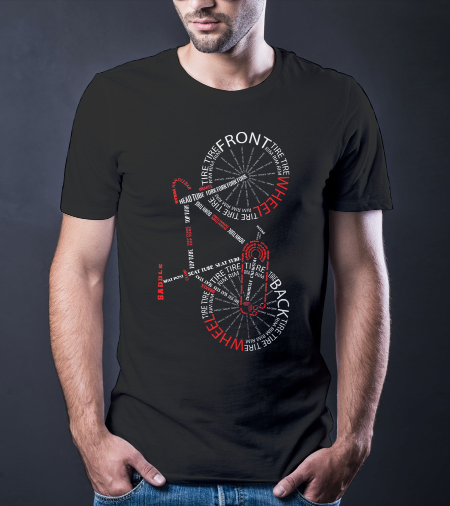 Bicycle Anatomy Front Wheel Back Wheel Saddle Tire Tube Parts T-Shirt
