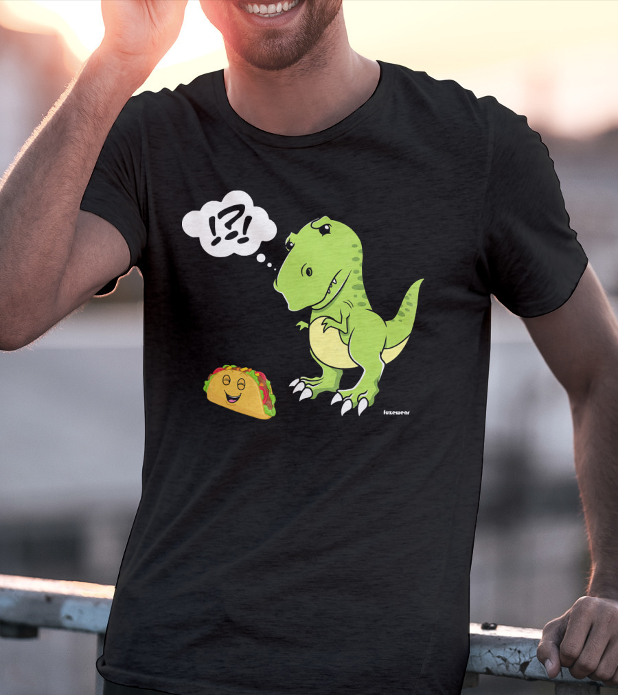 TRex Confused By Happy Taco Funny Sad Dino T-Shirt