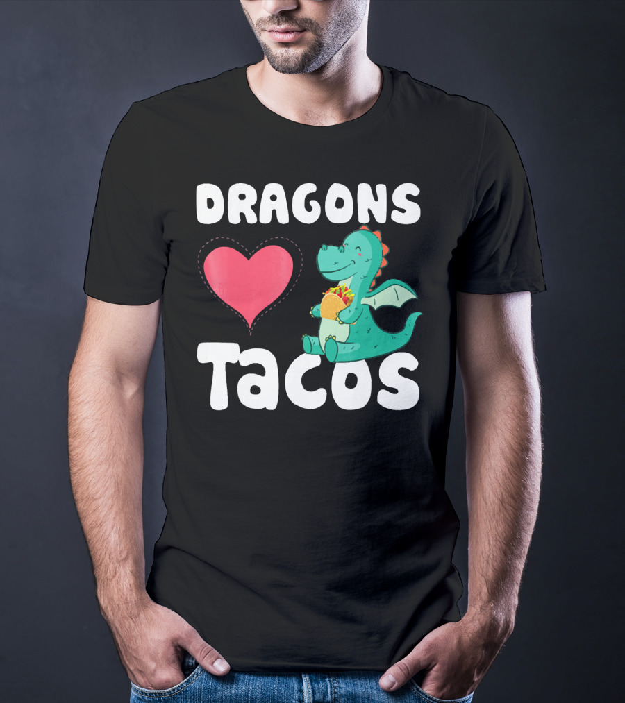 Dragons Love Tacos Heart Dragon Eating Taco T-Shirt