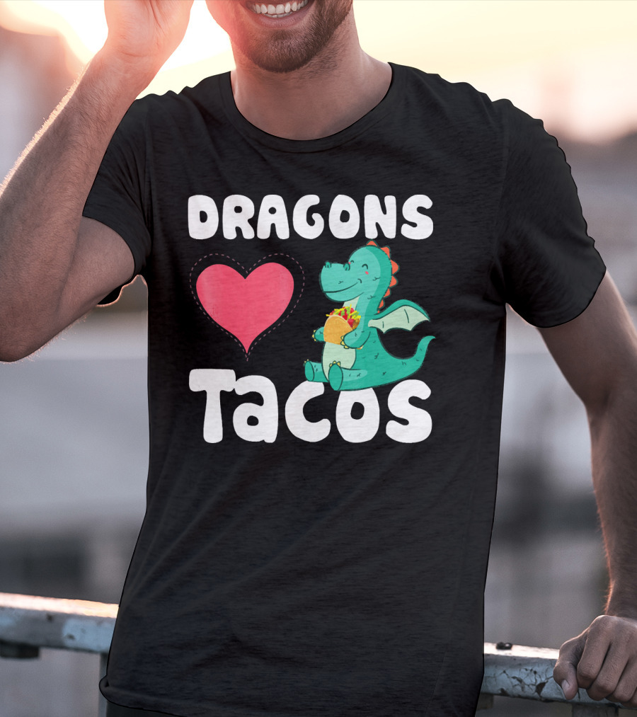Dragons Love Tacos Heart Dragon Eating Taco T-Shirt