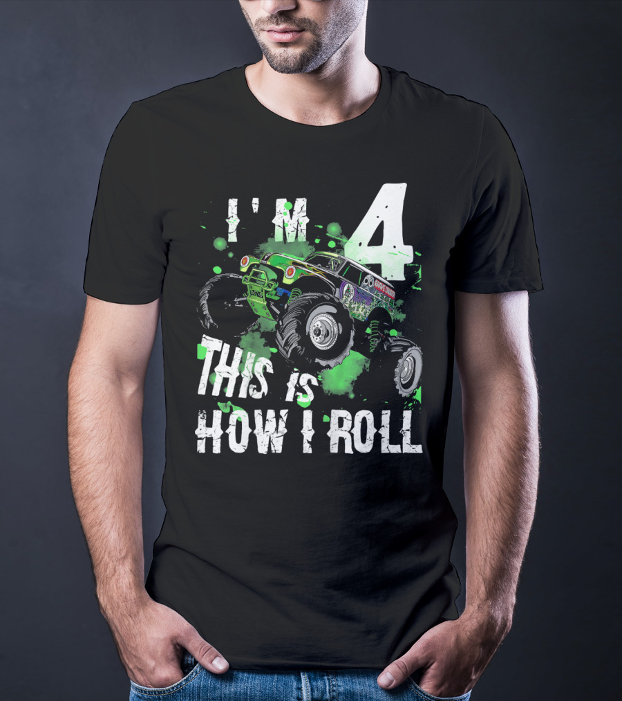 I'm 4 This Is How I Roll Monster Truck Kids T-Shirt