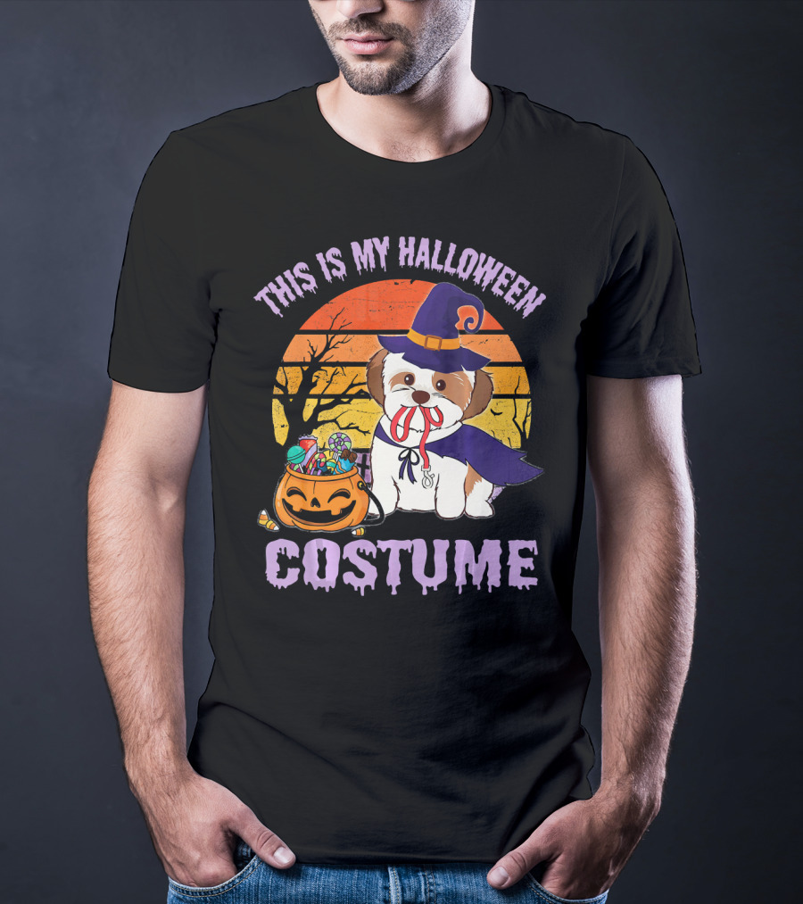 This Is My Halloween Costume Shorkie Dog Witch Pumpkin Candy T-Shirt