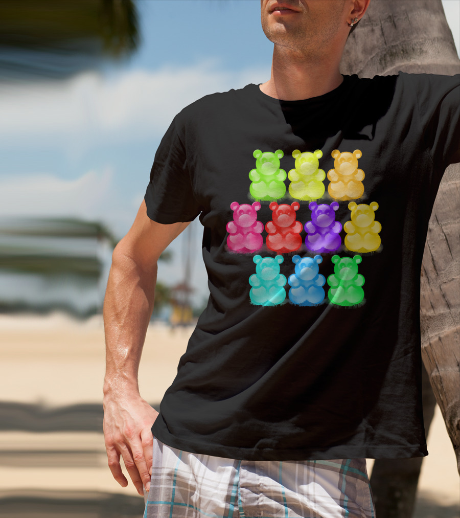 Chewy Bear Shaped Gummy Candy Delight In Vibrant Colors T-Shirt