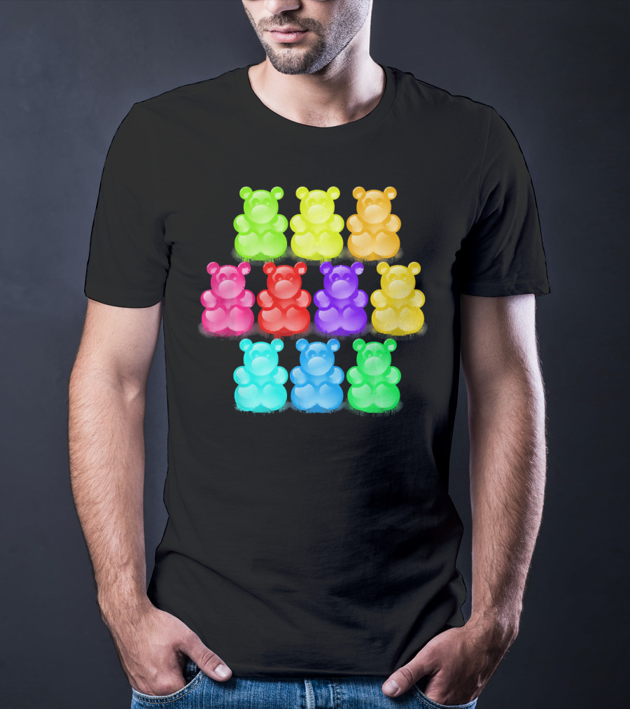 Chewy Bear Shaped Gummy Candy Delight In Vibrant Colors T-Shirt