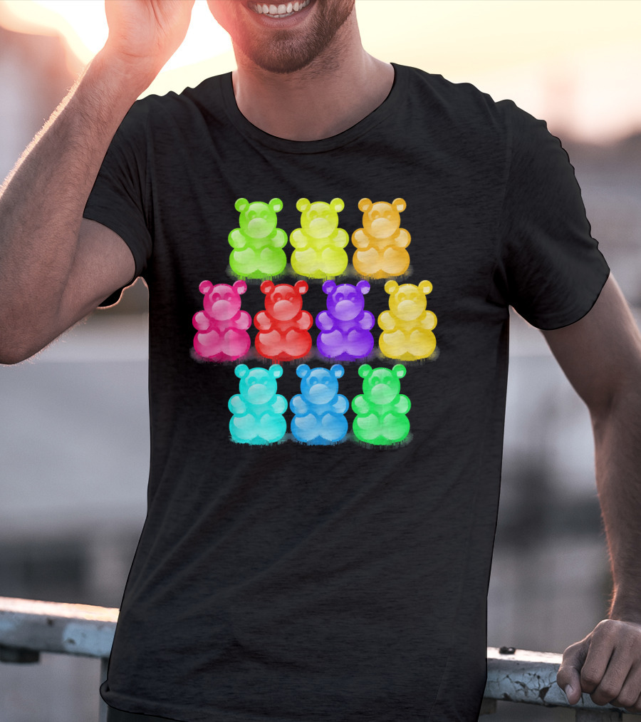 Chewy Bear Shaped Gummy Candy Delight In Vibrant Colors T-Shirt