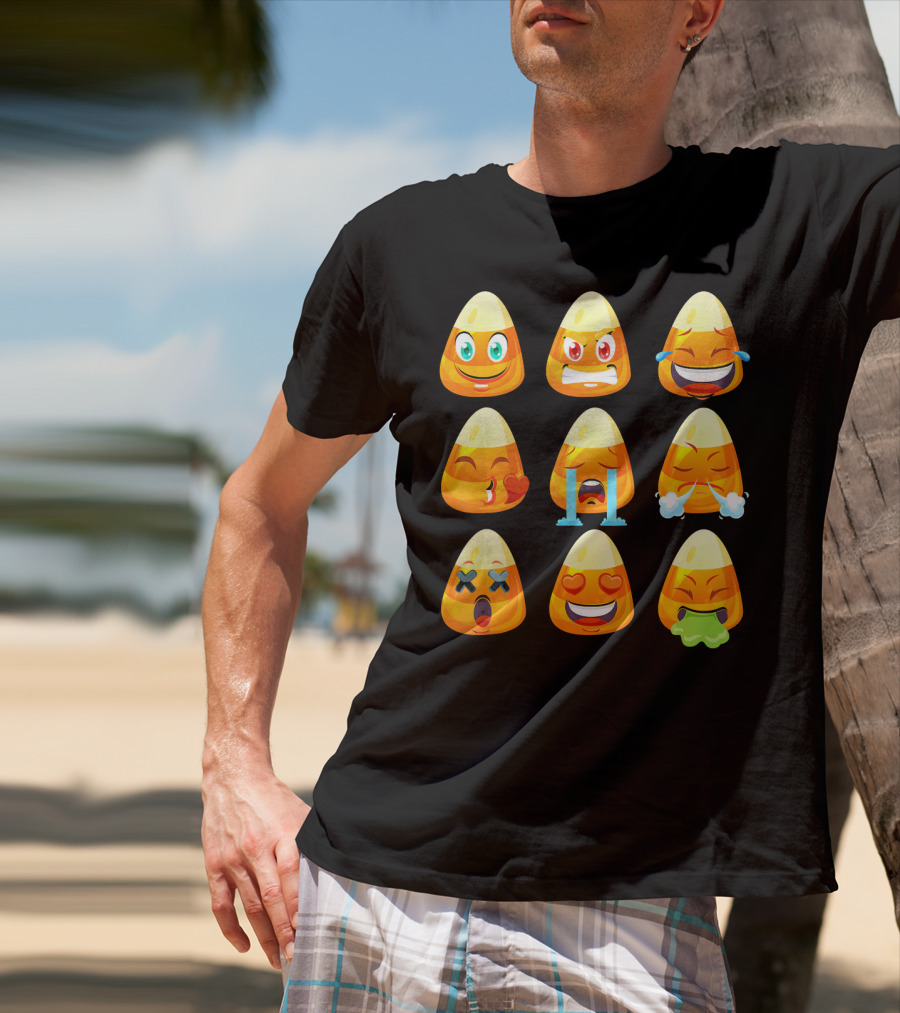 Candy Corn Emoticons Love Faces Expressions T-Shirt