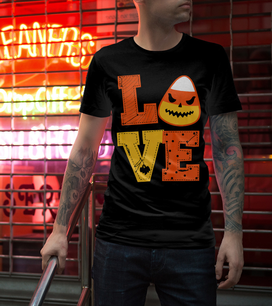 LOVE Candy Corn Halloween Pumpkin T-Shirt