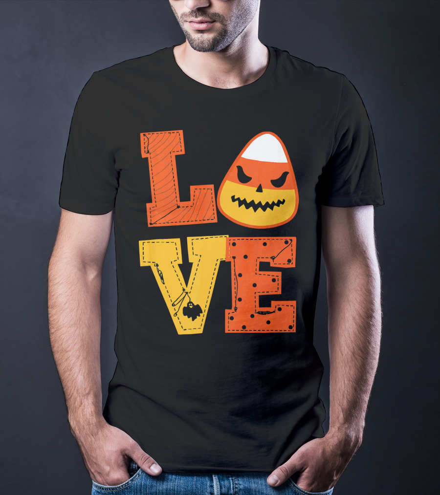 LOVE Candy Corn Halloween Pumpkin T-Shirt