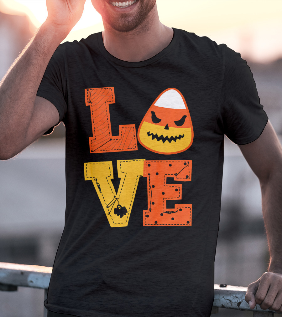 LOVE Candy Corn Halloween Pumpkin T-Shirt
