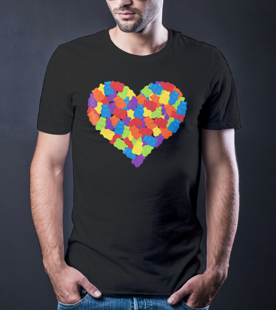 Multicolored Gummy Bears Heart Candy Chewing Bears T-Shirt