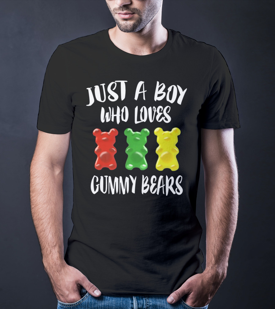 Just A Boy Who Loves Gummy Bears Red Green Yellow Bears T-Shirt