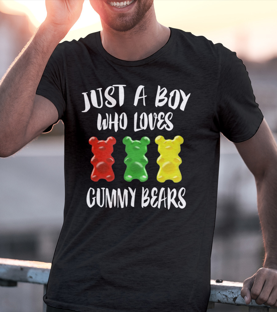 Just A Boy Who Loves Gummy Bears Red Green Yellow Bears T-Shirt