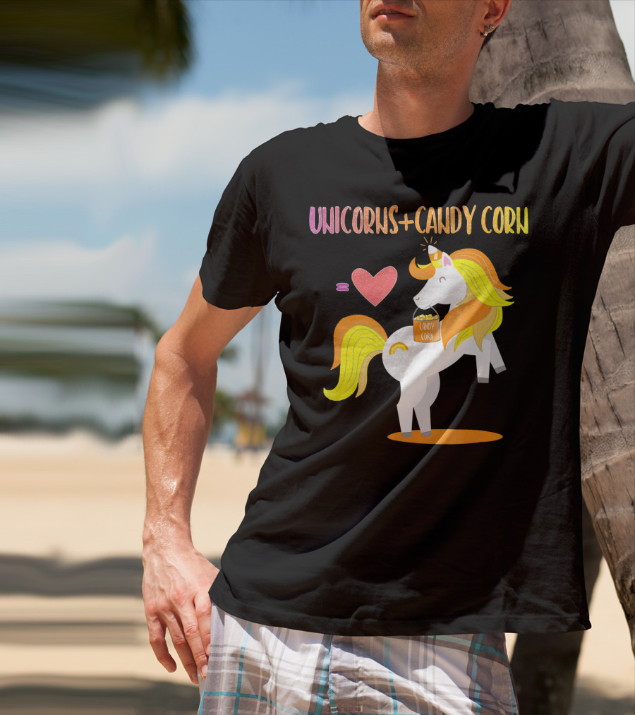 Unicorns Candy Corn Heart Equation T-Shirt
