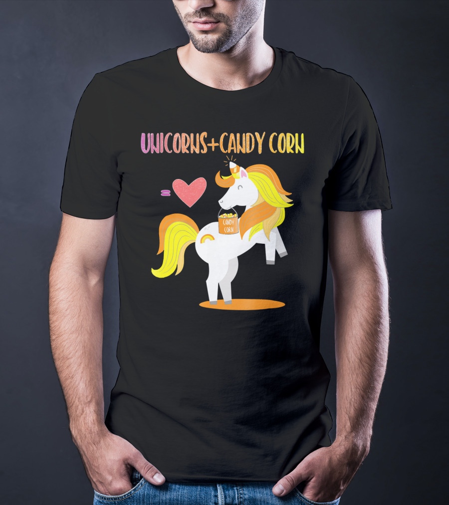 Unicorns Candy Corn Heart Equation T-Shirt