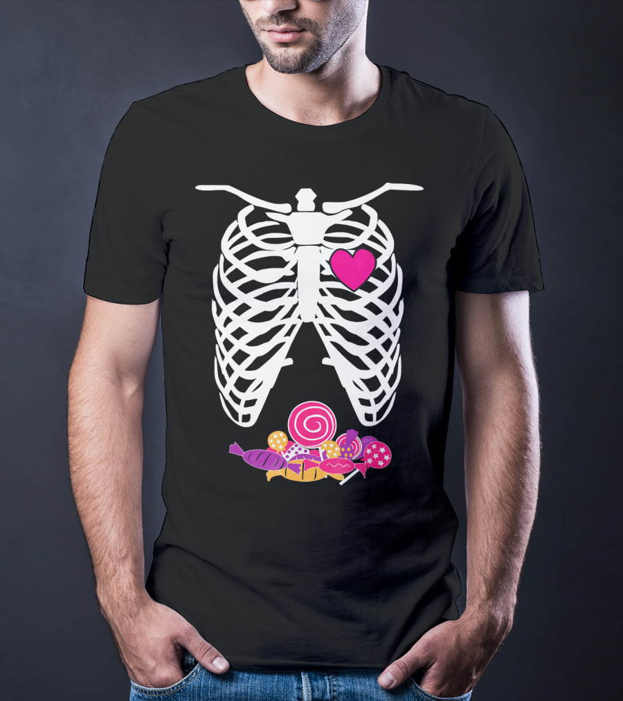 Halloween XRay Skeleton Rib Cage Heart Candy T-Shirt