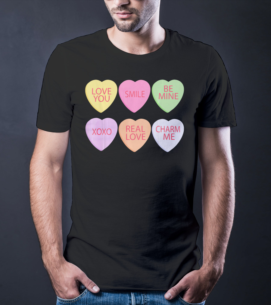 Valentines Sweetheart Cute Heart Love You Smile Be Mine XOXO Real Love Charm Me T-Shirt