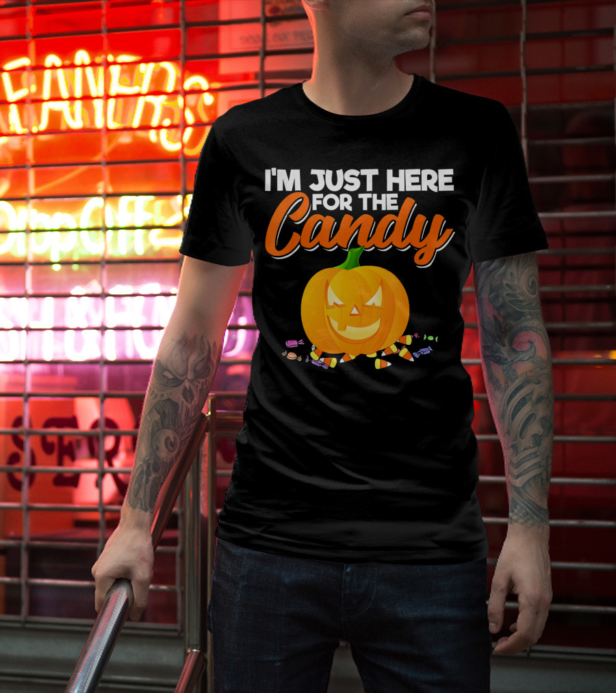 I'm Just Here For The Candy Pumpkin Halloween Candy Corn T-Shirt