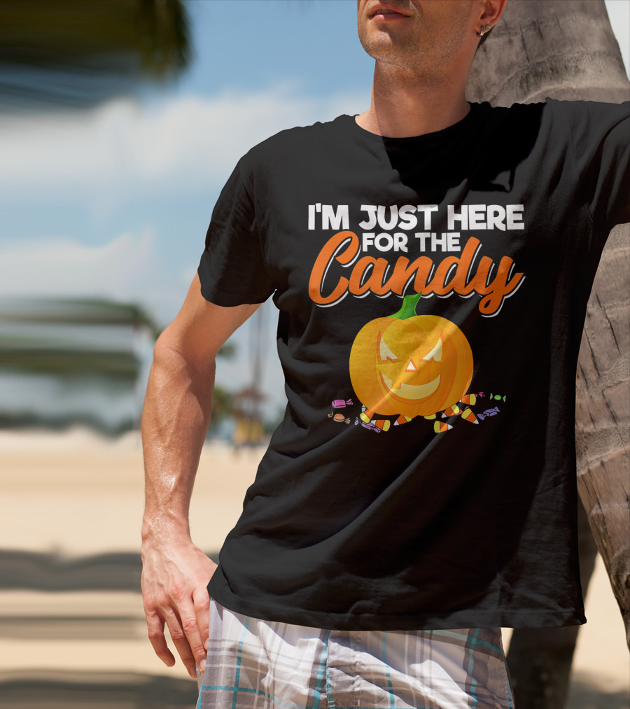 I'm Just Here For The Candy Pumpkin Halloween Candy Corn T-Shirt