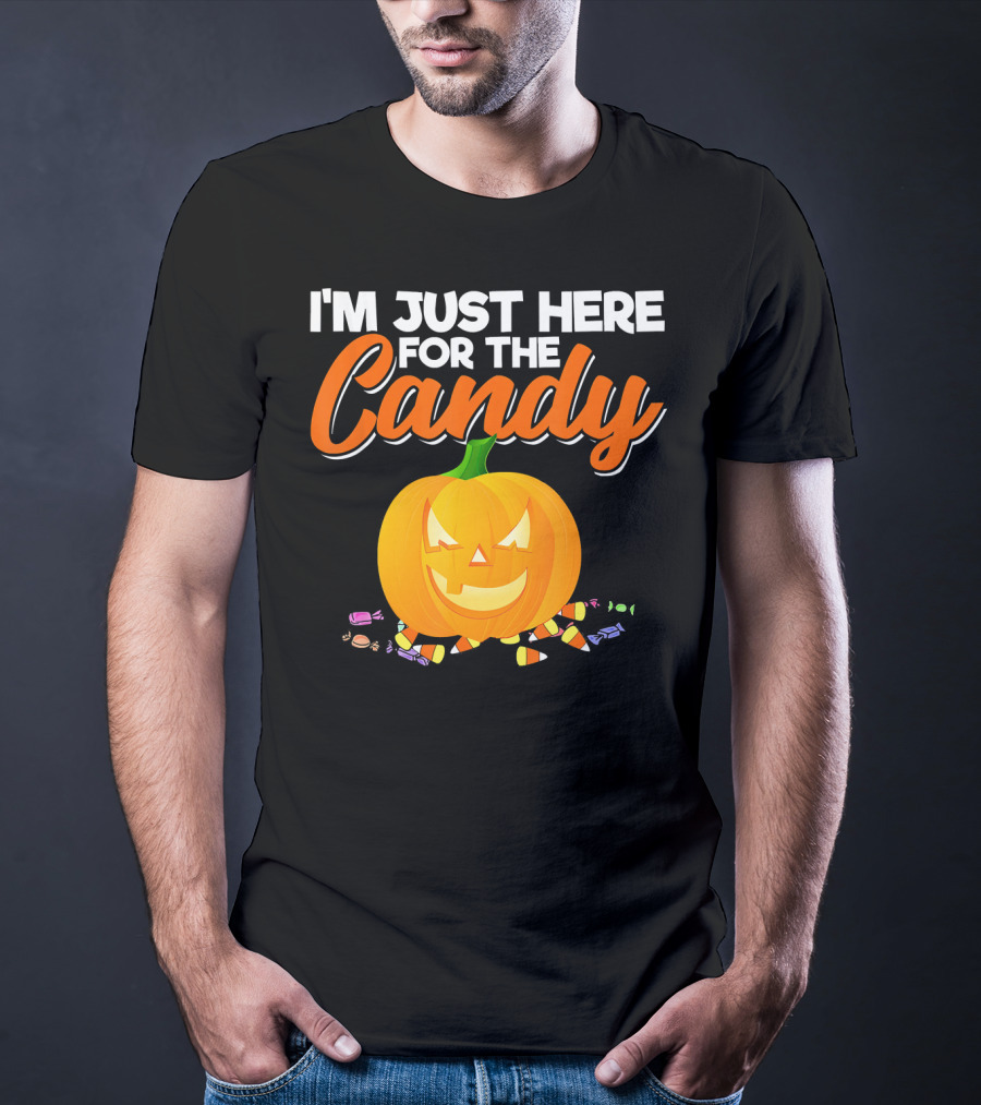 I'm Just Here For The Candy Pumpkin Halloween Candy Corn T-Shirt