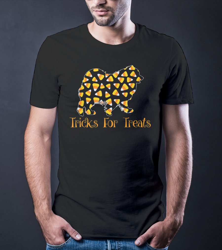 Tricks For Treats Candy Corn Samoyed Halloween T-Shirt