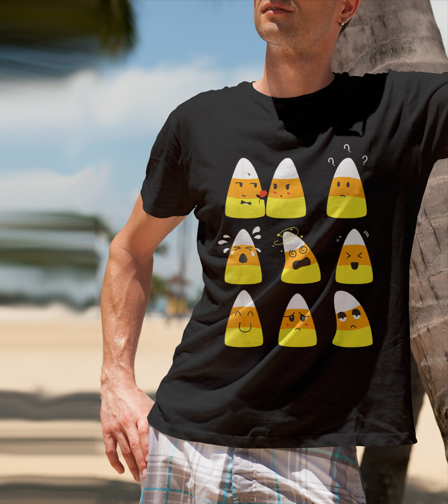 Candy Corn Emoticons Expressive Faces T-Shirt