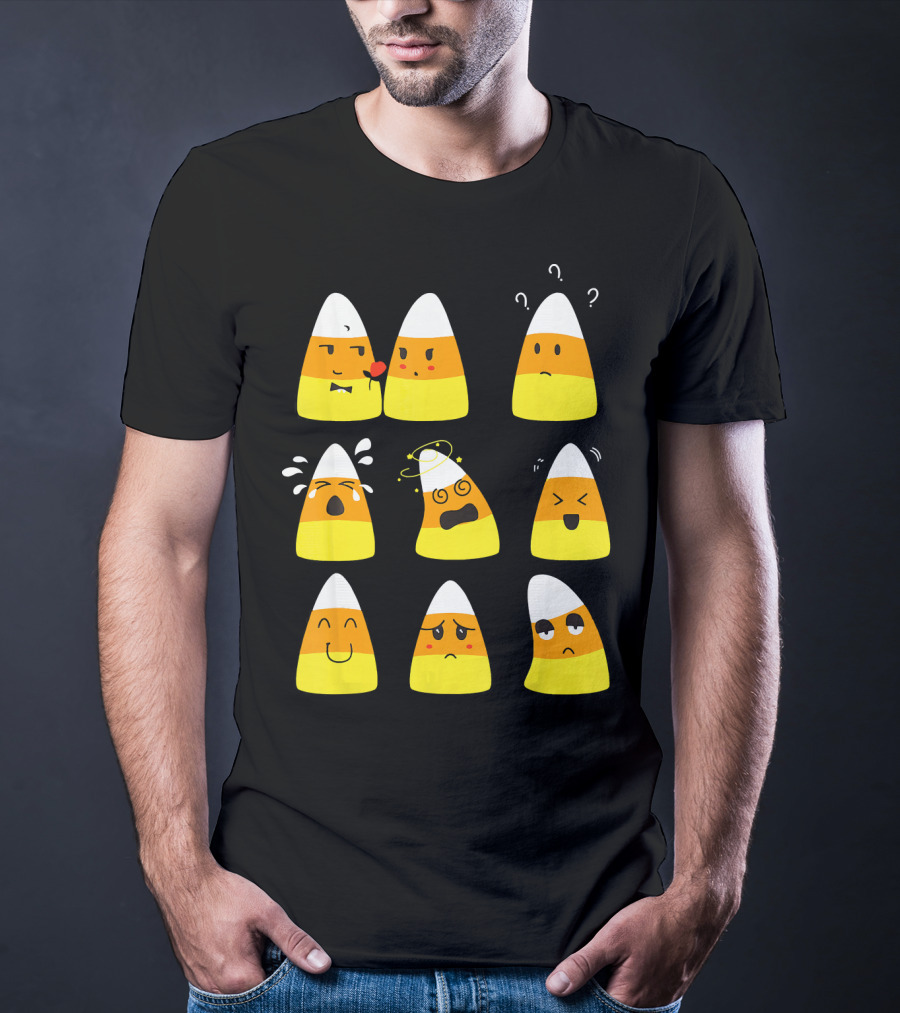 Candy Corn Emoticons Expressive Faces T-Shirt