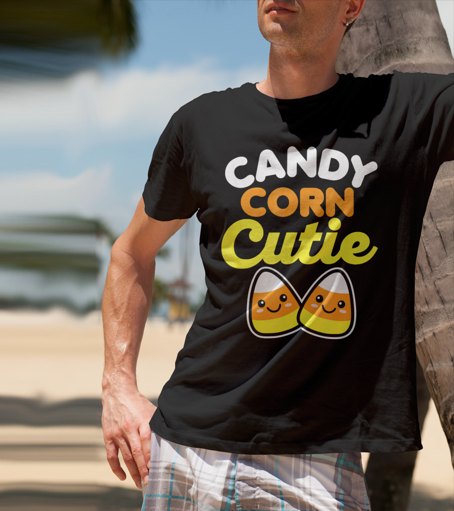 Candy Corn Cutie Halloween Smiling Kawaii Candy Corn Characters T-Shirt