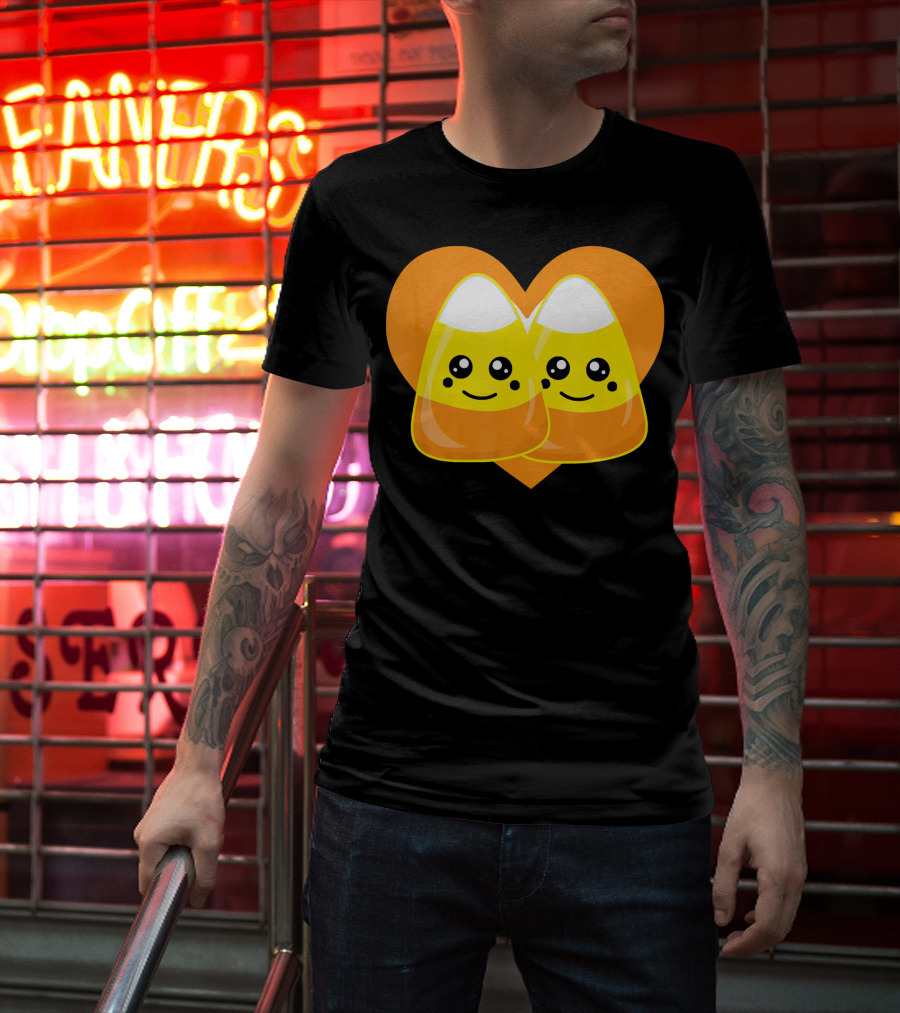 Love Candy Corn Cute Heart Kawaii Candy Corn Duo T-Shirt