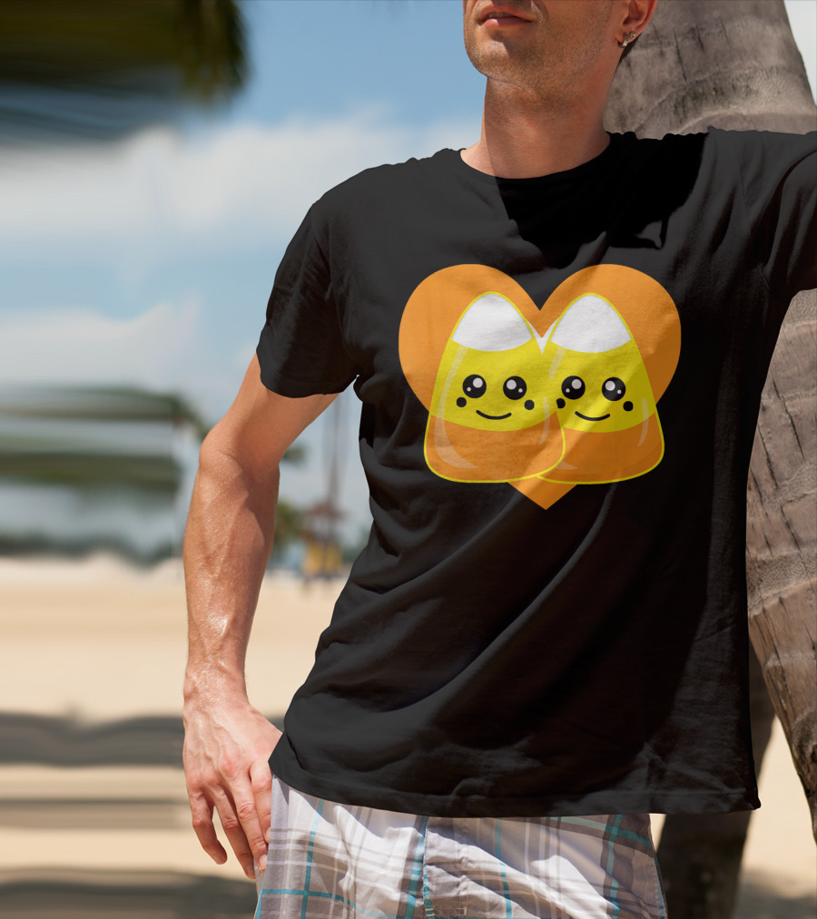 Love Candy Corn Cute Heart Kawaii Candy Corn Duo T-Shirt