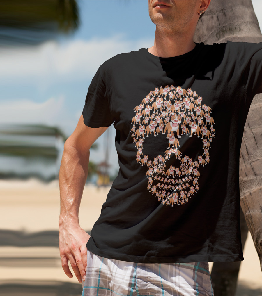 Pit Bull Skull Made Of Smiling Pit Bulls T-Shirt