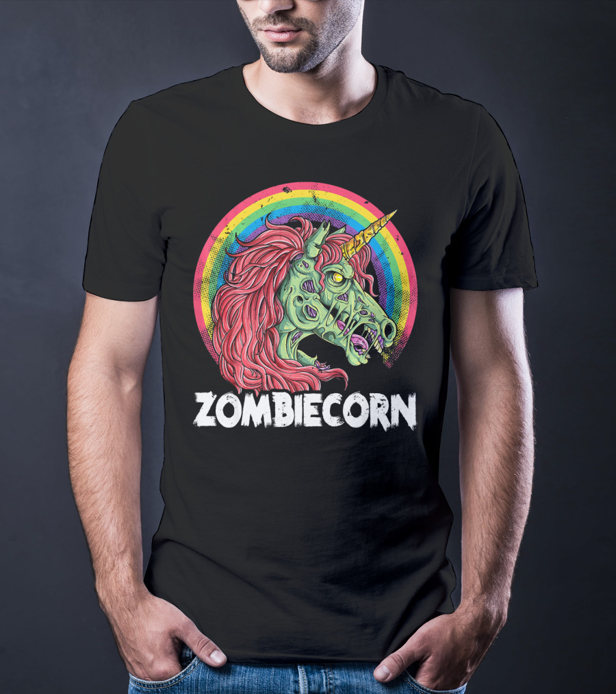 Zombiecorn Unicorn Zombie Rainbow T-Shirt