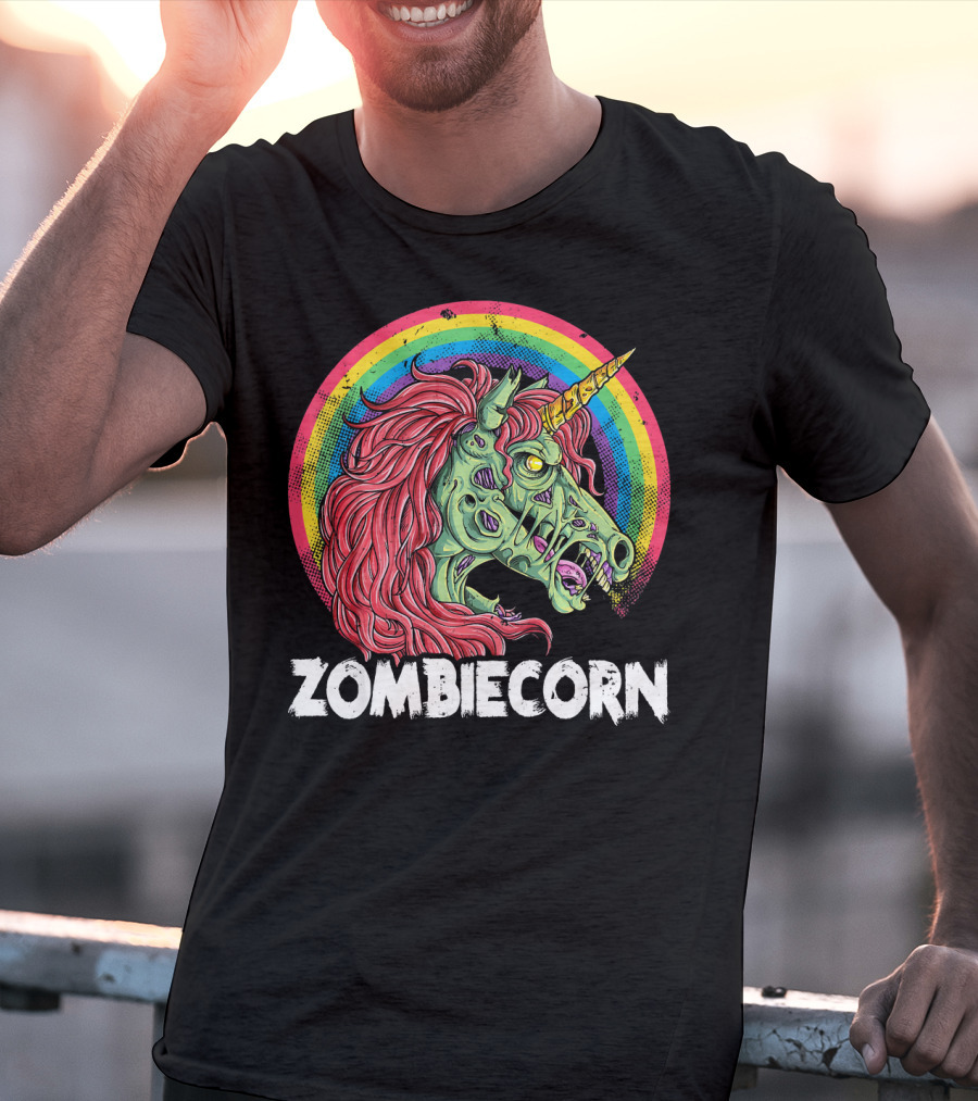 Zombiecorn Unicorn Zombie Rainbow T-Shirt
