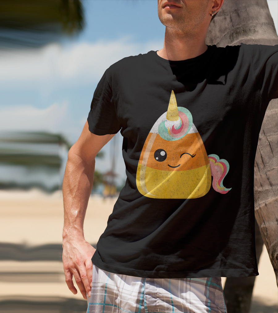 Candy Corn Unicorn Funny Halloween Candicorn T-Shirt