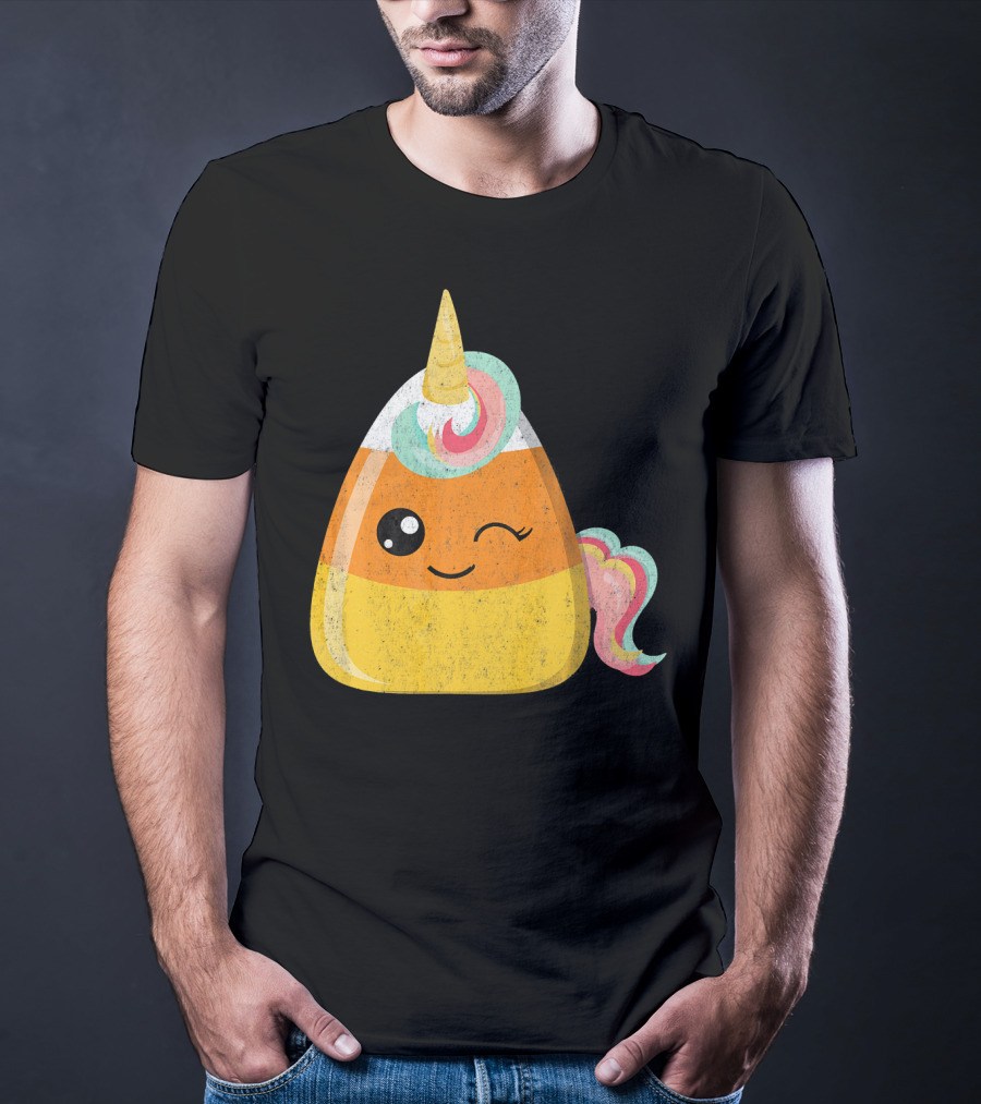 Candy Corn Unicorn Funny Halloween Candicorn T-Shirt