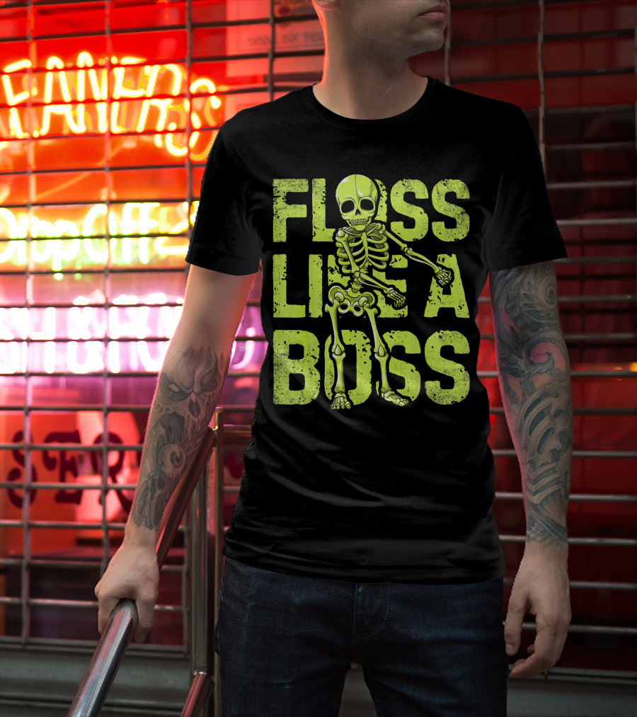 Floss Like A Boss Neon Skeleton Dance T-Shirt