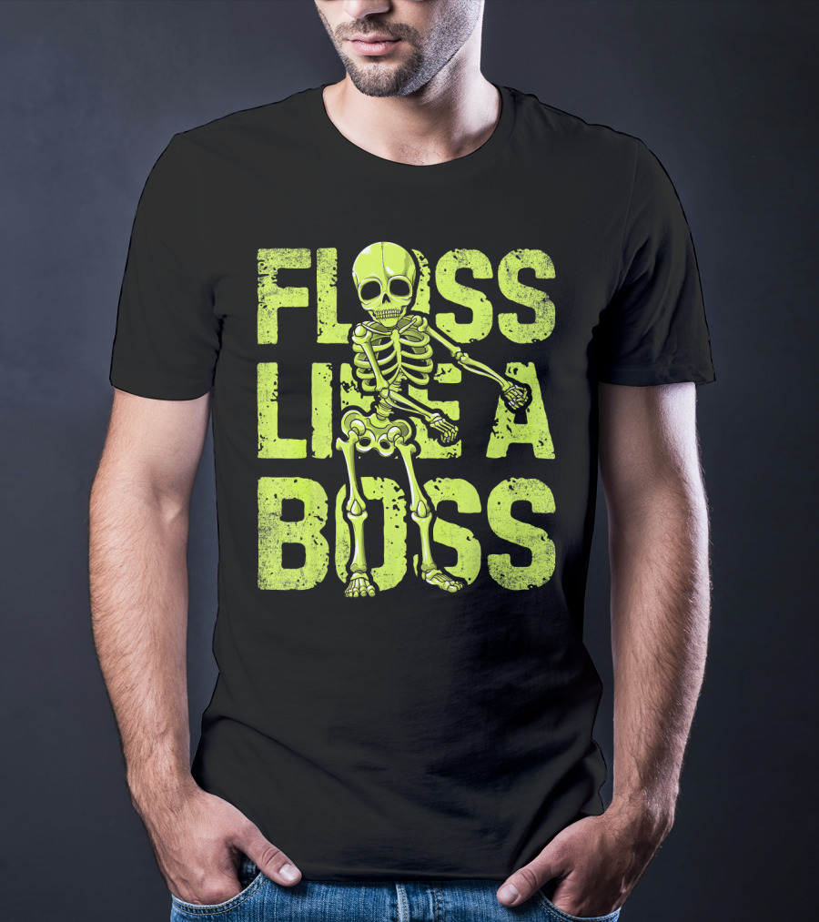 Floss Like A Boss Neon Skeleton Dance T-Shirt